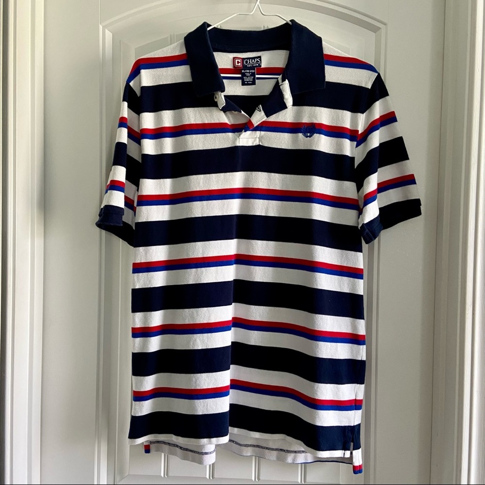 🌟2 for $12 🌟 Chaps Navy Red Striped Polo Boys sz. XXL